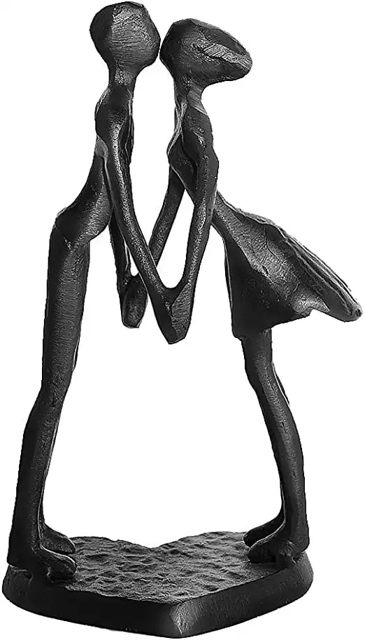 Affectionate Couple Iron Sculpture, Passionate Kiss